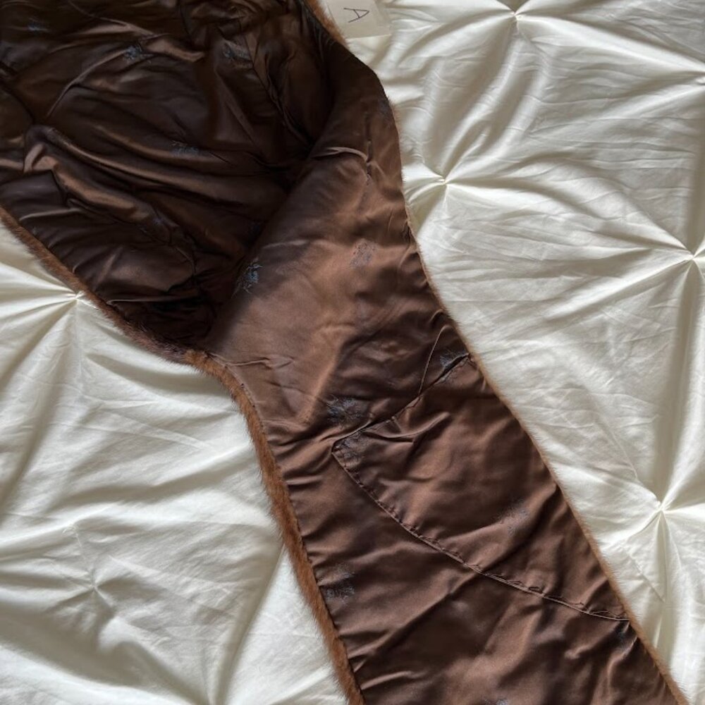 Genuine Mink Stole - Chocolate Brown - One Size Fits All - Picture 3 of 5